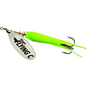 Mepps Flying C Inline Spinner - Hot Chartreuse / Silver Blade, 7/8oz