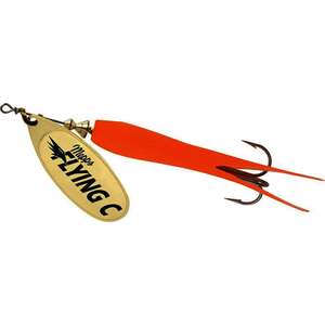 Mepps Flying C Inline Spinner - Hot Orange / Gold Blade, 7/8oz