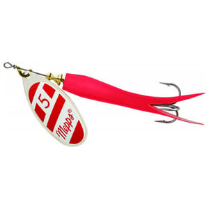 Mepps Flying C Inline Spinner - Silver-Red-White Blade/Red Sleeve, 7/8oz