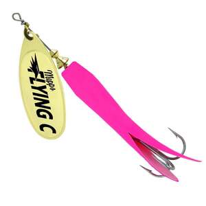 Mepps Flying C Inline Spinner - Gold Blade/Hot Pink Sleeve, 4, 5/8oz