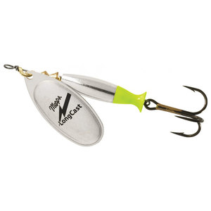 Mepps GLO Series Longcast In Line Spinner - Silver Body/Chartreuse Fin/Silver Blade, 7/8oz
