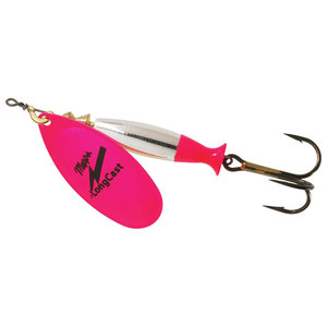 Mepps GLO Series Longcast In Line Spinner - Silver Body/Pink Fin/Hot Pink Blade, 7/8oz