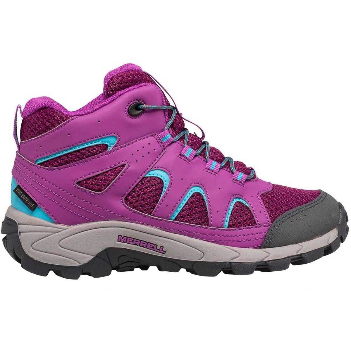 Merrell Girls' Oakcreek Waterproof Mid Hiking Boots - Berry - Size 3 ...