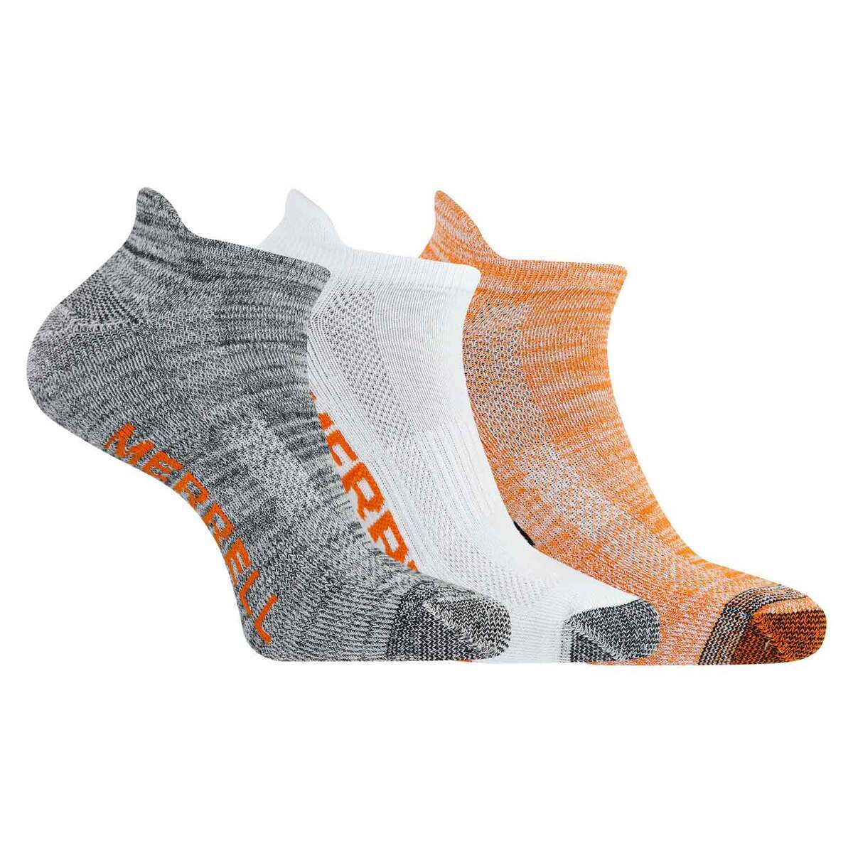 Merrell Men's 3 Pack Low Cut Tab Hiking Socks - Orange Assorted - M/L ...