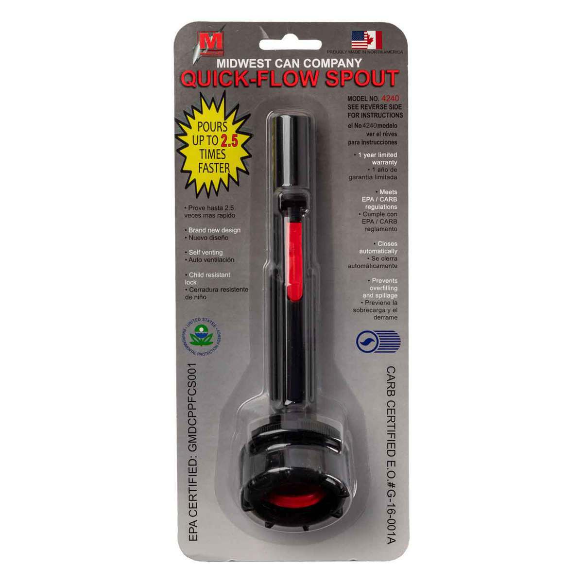 Midwest Can Company Quick-Flow Spout - Black/Red Midwest Can Company Quick-Flow Spout - Black/Red