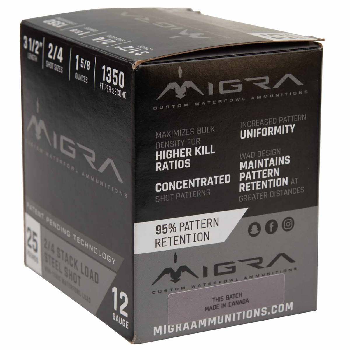 Migra Steel Shot 12 Gauge 3-1/2in #2/4 1-5/8oz Waterfowl Shotshells ...