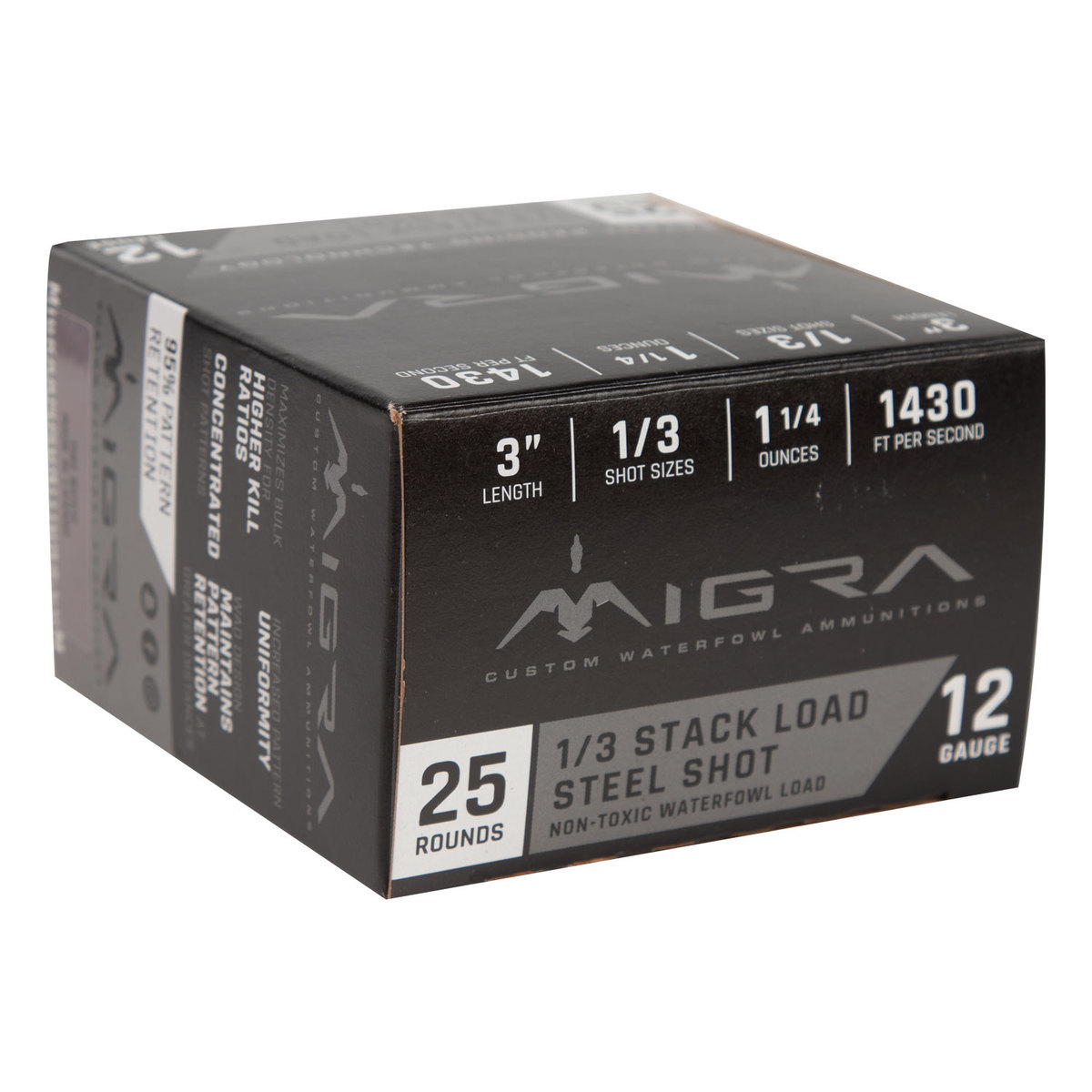 Migra Steel Shot 12 Gauge 3in #1/3 1-1/4oz Waterfowl Shotshells - 25 ...