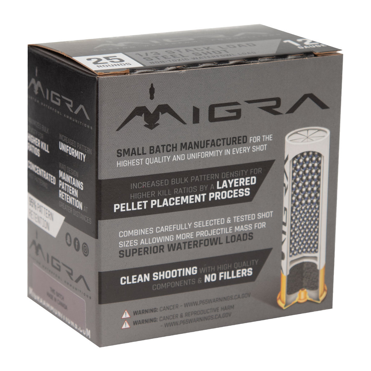 Migra Steel Shot 12 Gauge 3in #1/3 1-1/4oz Waterfowl Shotshells - 25 ...