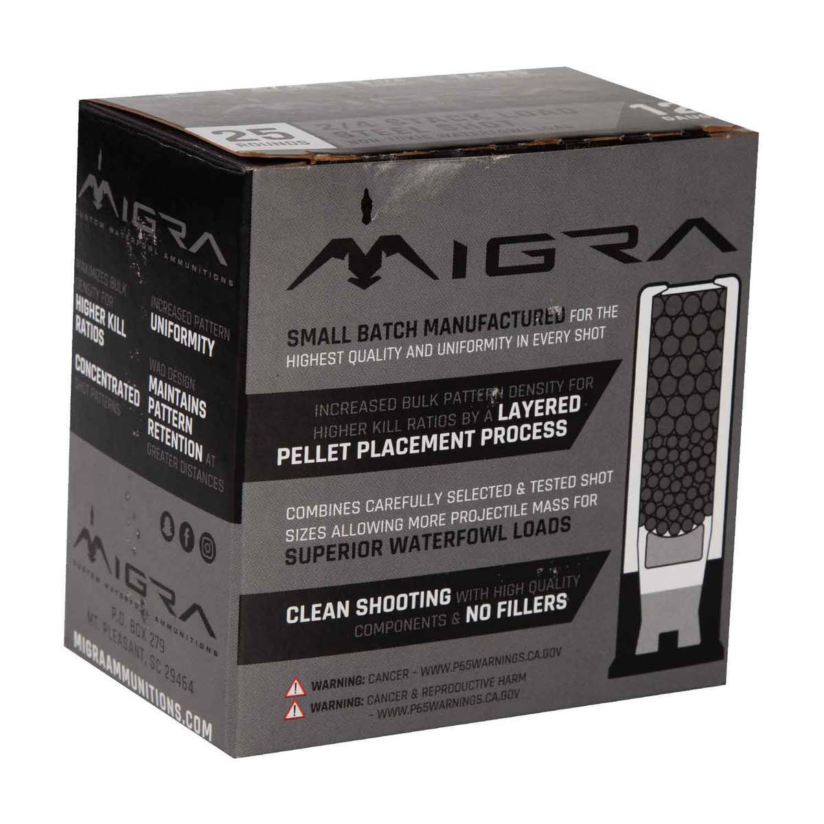 Migra Steel Shot 12 Gauge 3in #2/4 1-1/4oz Waterfowl Shotshells - 25 ...