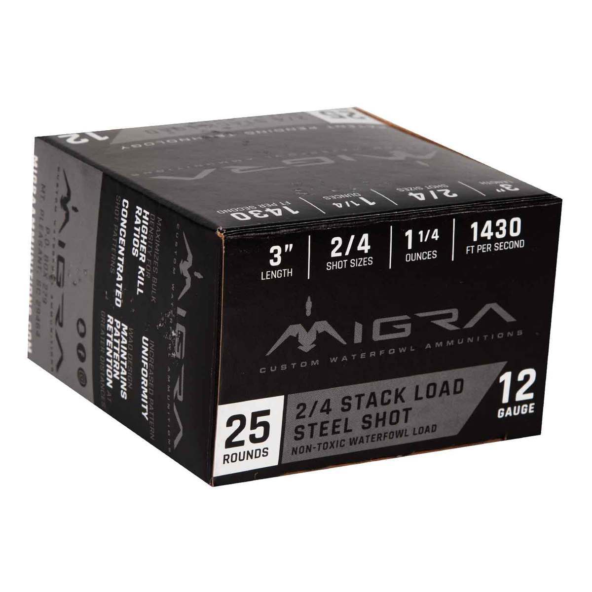 Migra Steel Shot 12 Gauge 3in #2/4 1-1/4oz Waterfowl Shotshells - 25 Rounds Migra Steel Shot 12 Gauge 3in #2/4 1-1/4oz Waterfowl Shotshells - 25 Rounds