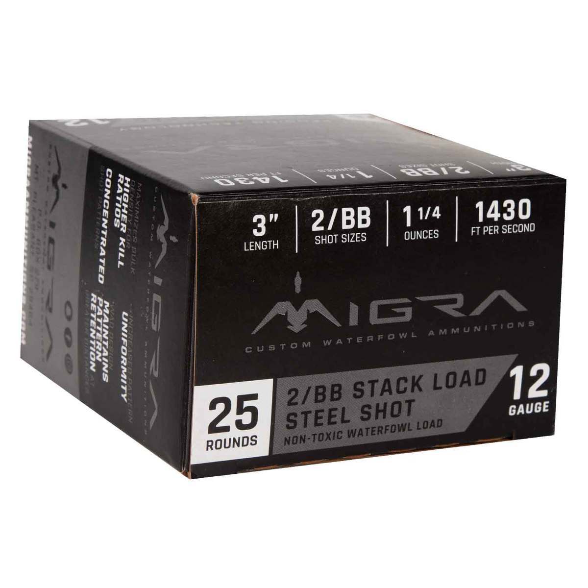 Migra Steel Shot 12 Gauge 3in #2/BB 1-1/4oz Waterfowl Shotshells - 25 ...