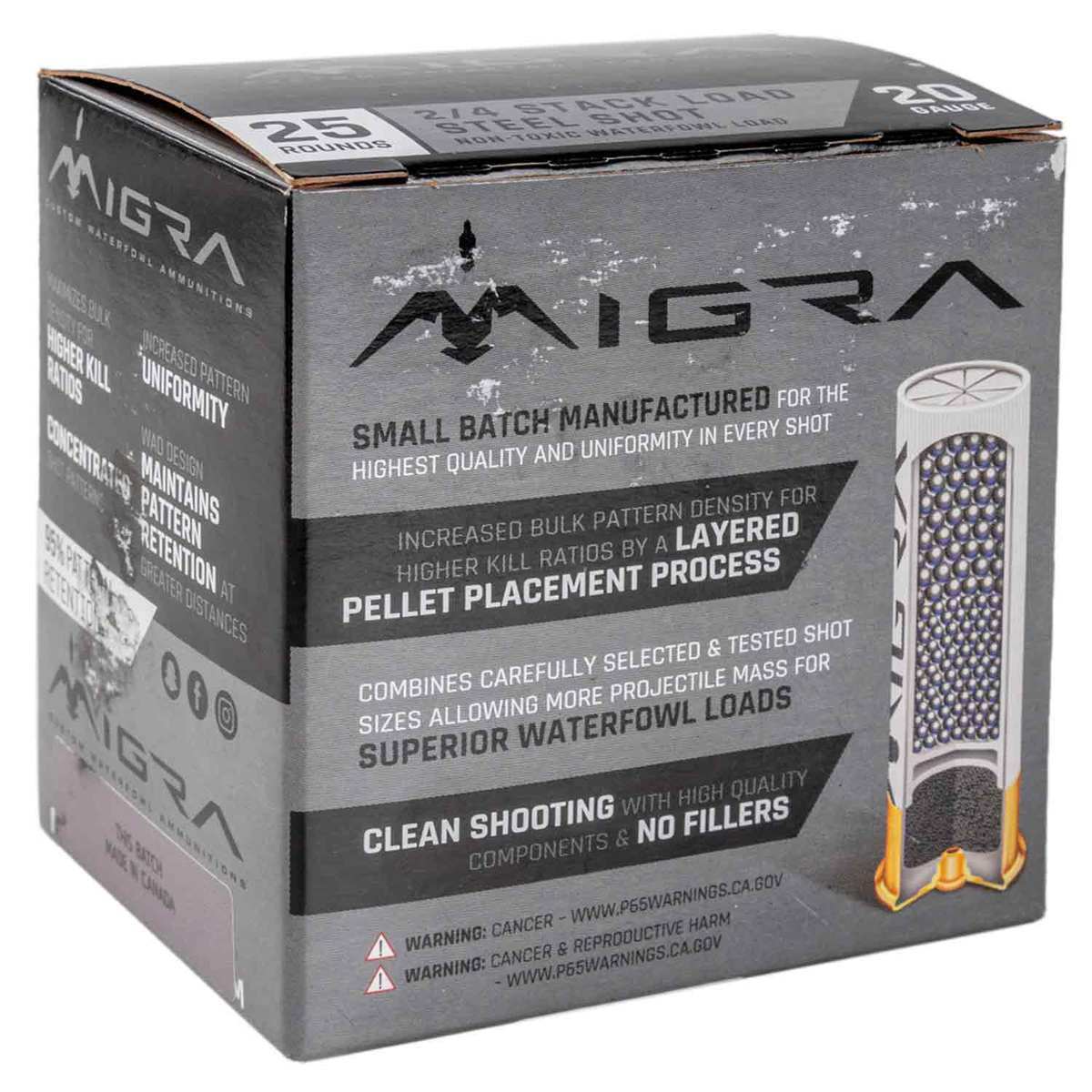 Migra Steel Shot 20 Gauge 3in #2/4 1oz Waterfowl Shotshells - 25 Rounds Migra Steel Shot 20 Gauge 3in #2/4 1oz Waterfowl Shotshells - 25 Rounds
