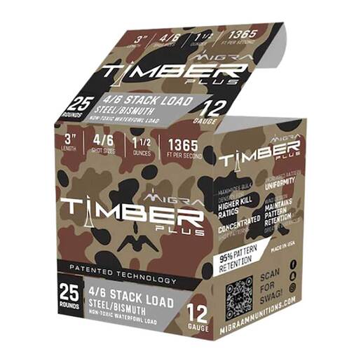 Migra Timber Plus 12 Gauge 3in #46 1-1/2oz Waterfowl Steel Shotshells Ammo - 25 Rounds Ammo - #46 25 Rounds - #46 Ammo