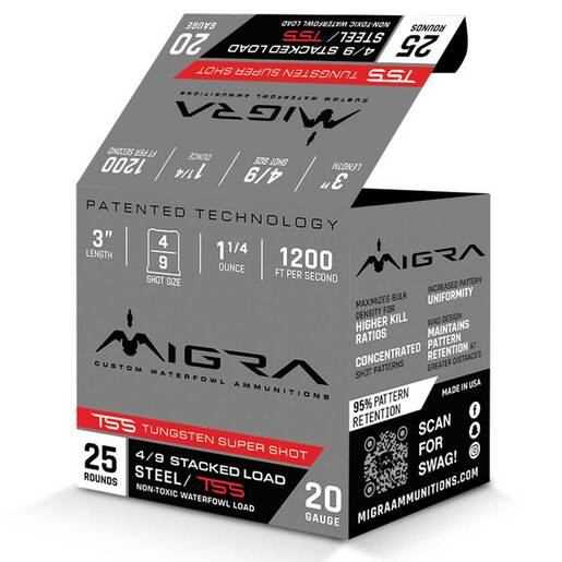 Migra TSS 20 Gauge 3in #4/9 1-1/4oz Waterfowl Shotshells Ammo - 25 Rounds Ammo - #4/9 25 Rounds - #4/9 Ammo