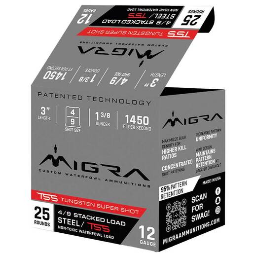 Migra TSS 12 Gauge 3in #4/9 1 3/8oz Waterfowl Shotshells Ammo - 25 Rounds Ammo - #4/9 25 Rounds - #4/9 Ammo