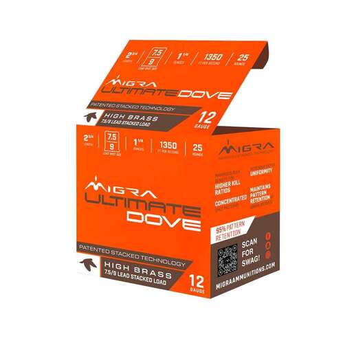 Migra Ultimate Dove 12 Gauge 2-3/4in #7.5-9 1-1/4oz Upland Shotshells – 25 Rounds – #7.5-9