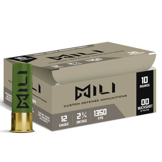 MILI Ammunitions 12 Gauge 2-3/4 00 Buck 9-Pellet Buck- 10 Rounds Ammo - #00 Buck #00 Buck Ammo