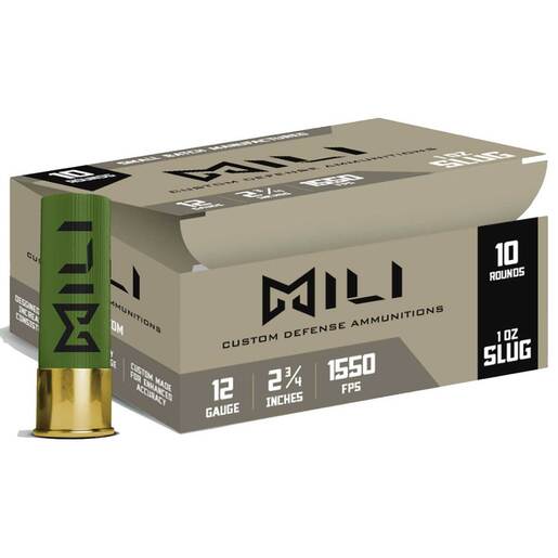 MILI Ammunitions Rifled Slug 12 Gauge 2-3/4in 1oz Slug Shotshells Ammo - 10 Rounds 10 Rounds Ammo