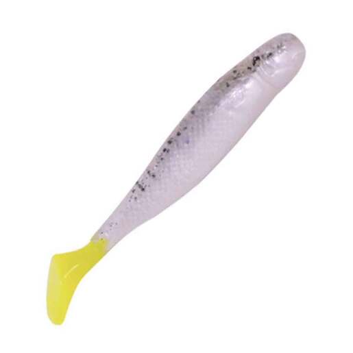 Mirrolure Marsh Minnow Soft Swimbait – Avocado Red Glitter/Chartreuse Tail