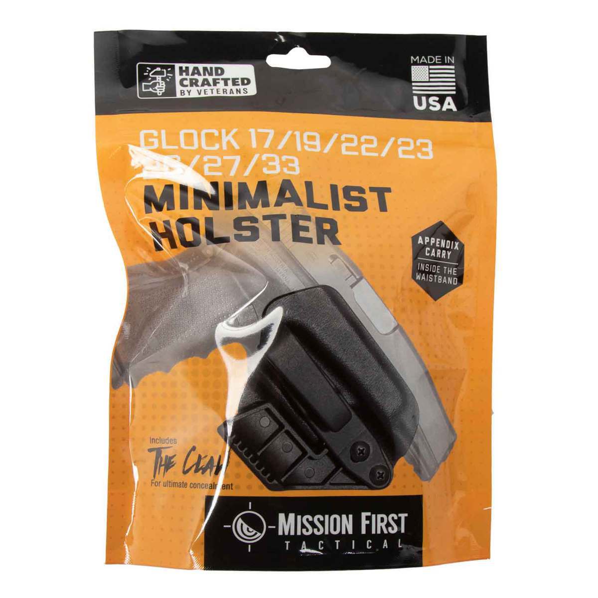 Mission First Tactical Minimalist Boltaron Glock 17/19/22/23/26/47 IWB Holster - Black - Black Mission First Tactical Minimalist Boltaron Glock 17/19/22/23/26/47 IWB Holster - Black - Black