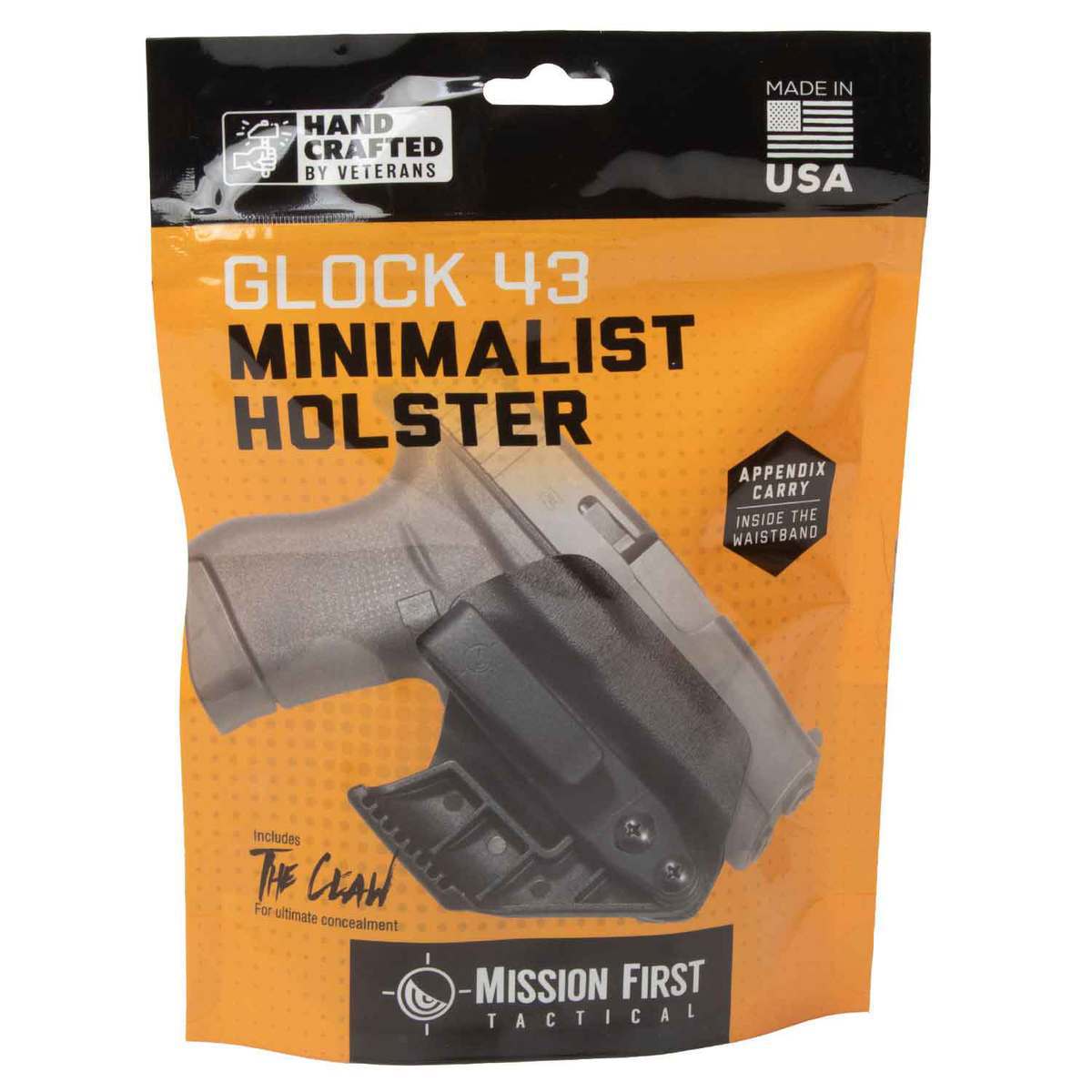 Mission First Tactical Minimalist Glock 42/43 Ambidextrous Appendix IWB Holster - Black Mission First Tactical Minimalist Glock 42/43 Ambidextrous Appendix IWB Holster - Black