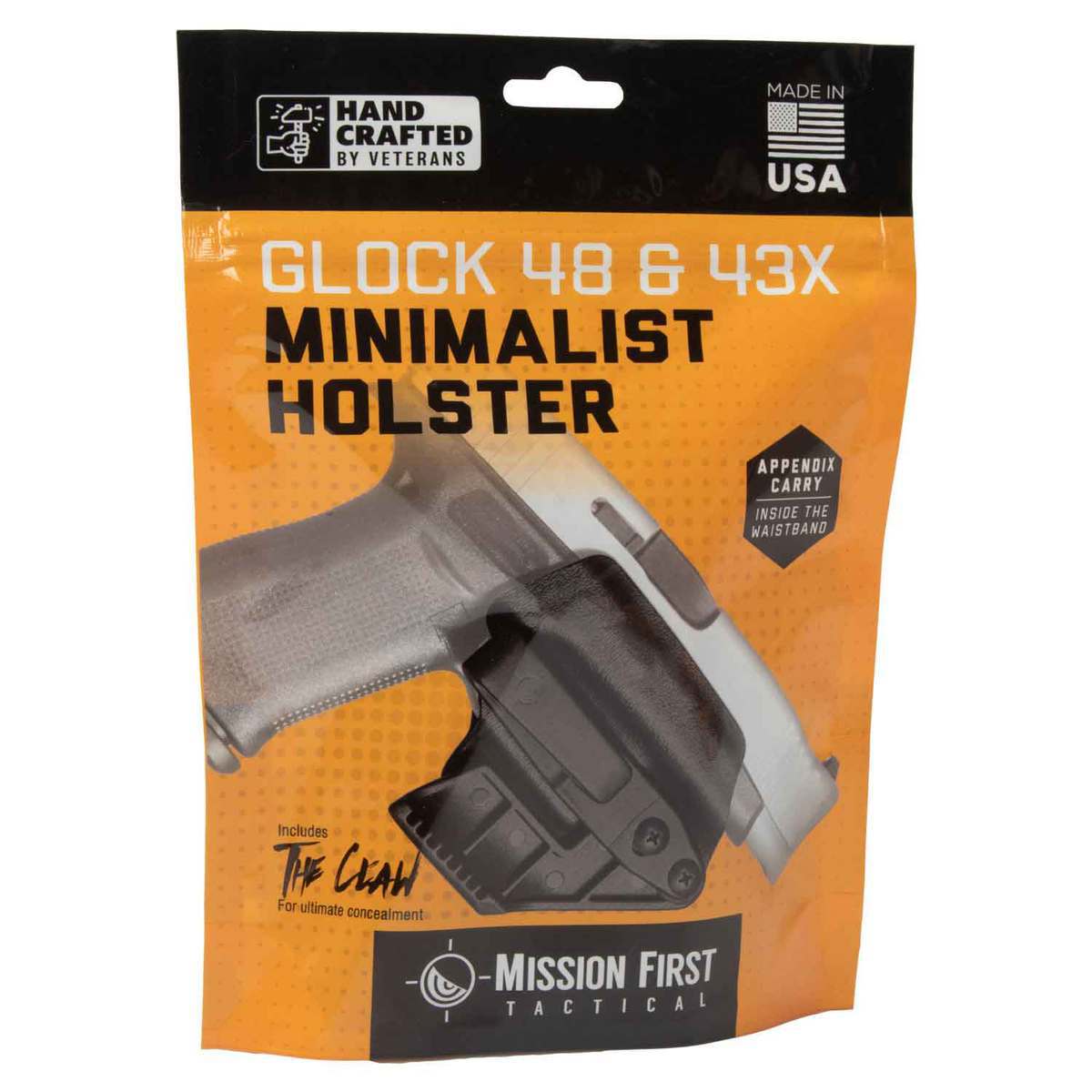 Mission First Tactical Minimalist Glock 48/43X Ambidextrous Appendix IWB Holster - Black Mission First Tactical Minimalist Glock 48/43X Ambidextrous Appendix IWB Holster - Black