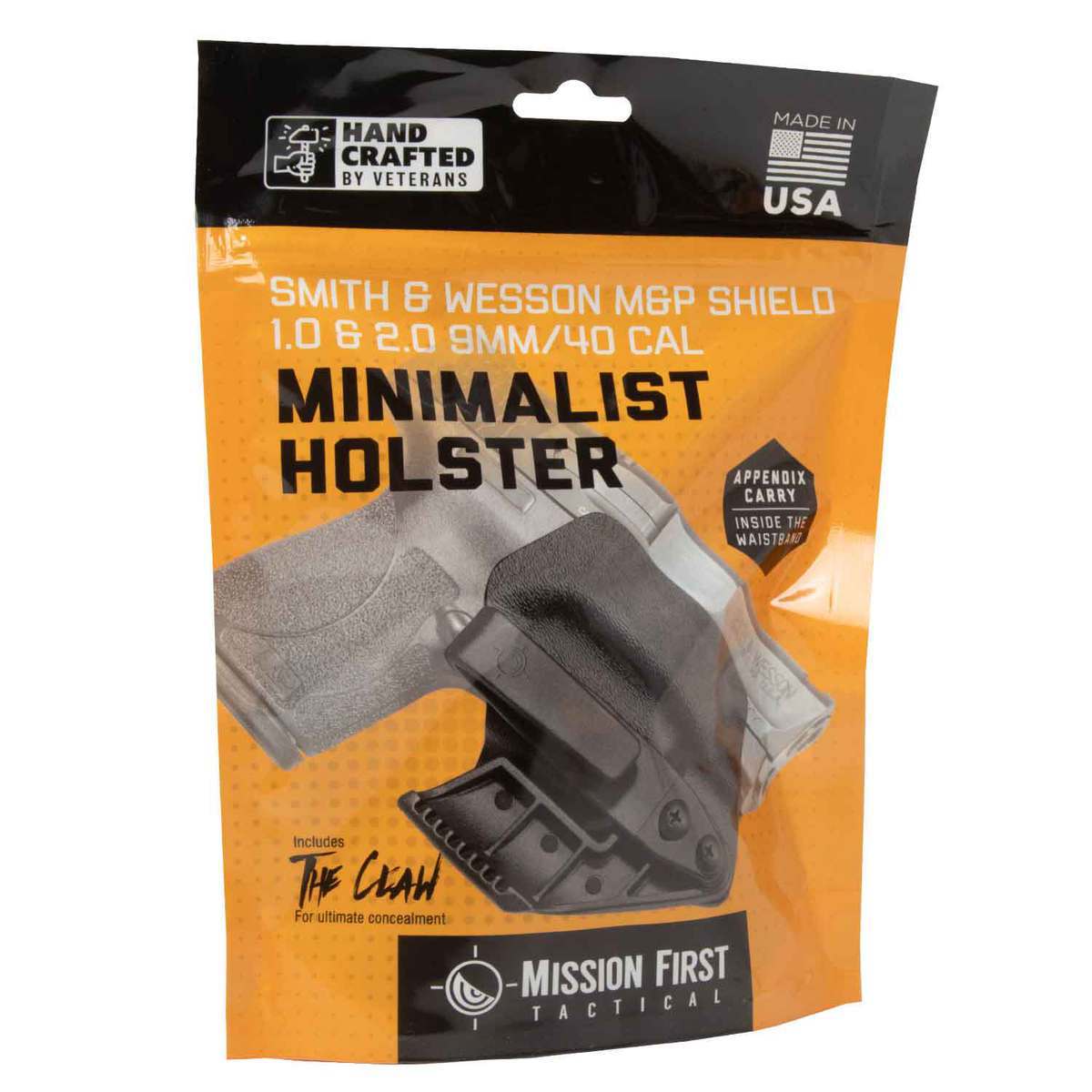 Mission First Tactical Minimalist Smith & Wesson M&P Shield 1.0 9mm/40Cal Inside the Waistband Ambidextrous Holster - Black Mission First Tactical Minimalist Smith & Wesson M&P Shield 1.0 9mm/40Cal Inside the Waistband Ambidextrous Holster - Black