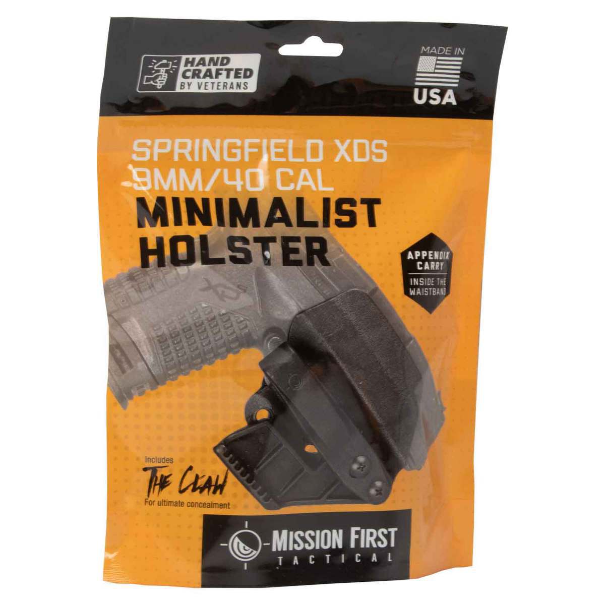 Mission First Tactical Minimalist Springfield Armory XDS 9mm/40Cal Inside the Waistband Ambidextrous Holster - Black Mission First Tactical Minimalist Springfield Armory XDS 9mm/40Cal Inside the Waistband Ambidextrous Holster - Black