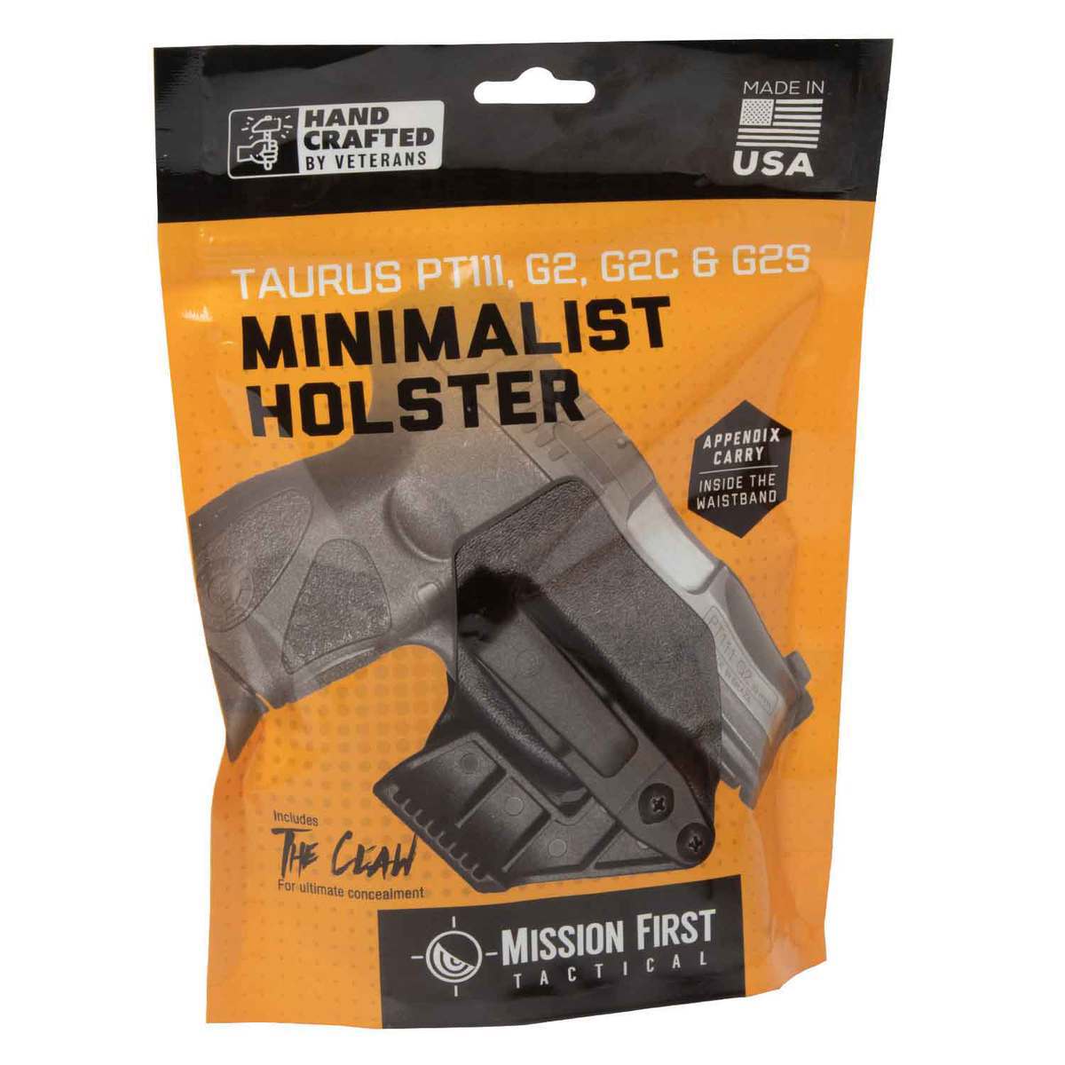 Mission First Tactical Minimalist Taurus PT111 Inside the Waistband Ambidextrous Holster - Black Mission First Tactical Minimalist Taurus PT111 Inside the Waistband Ambidextrous Holster - Black