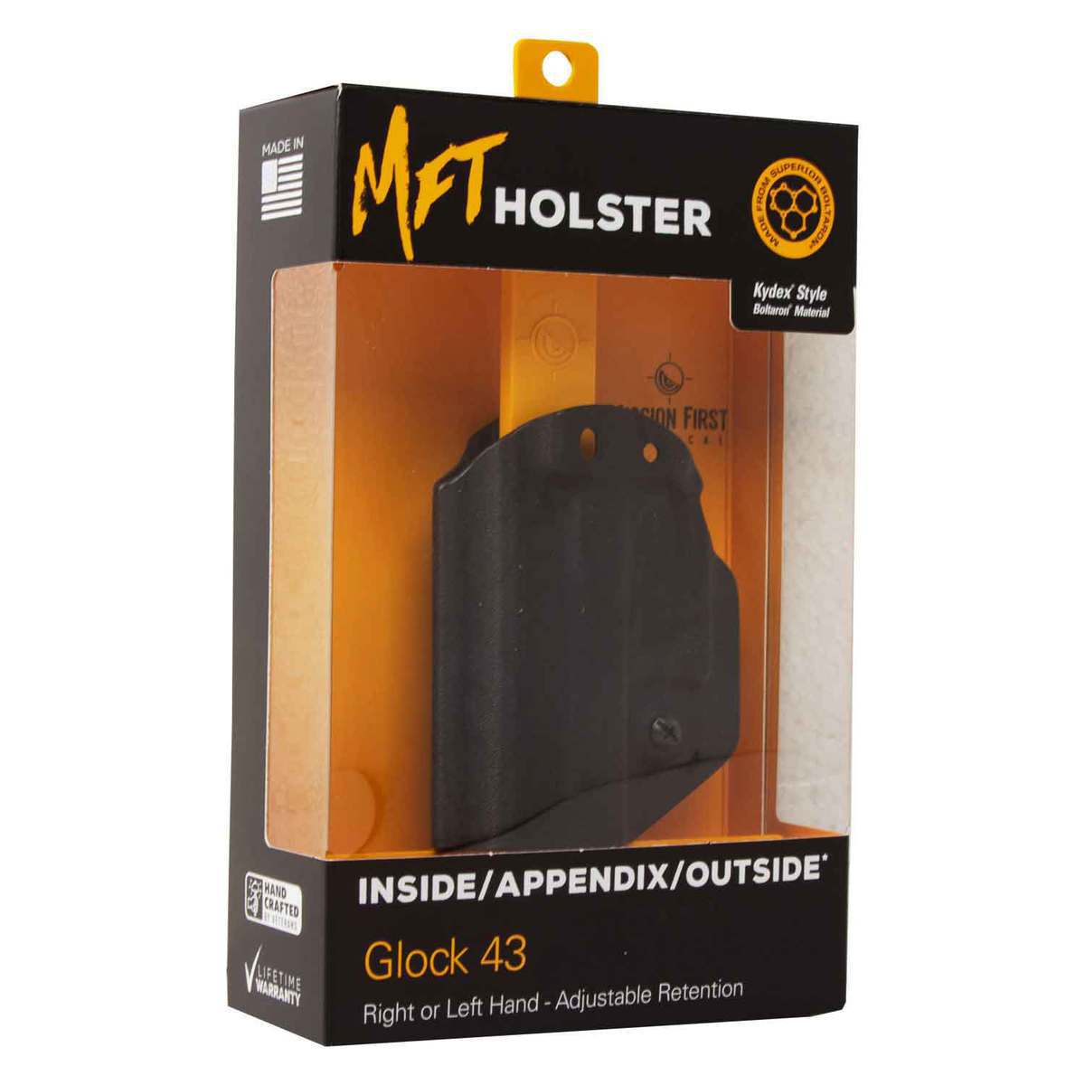 Mission First Tactical Versatile Glock 43 Inside/Outside the Waistband Ambidextrous Holster - Black Mission First Tactical Versatile Glock 43 Inside/Outside the Waistband Ambidextrous Holster - Black