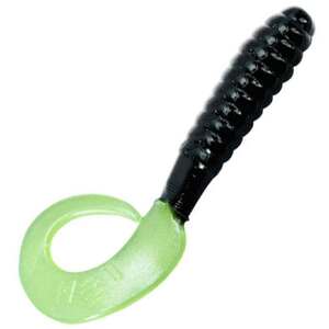 Mister Twister Teenie Curly Tail Grub - Black/Chartreuse Pearl, 2in, 20pk
