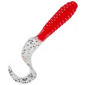 Mister Twister Teenie Curly Tail Grub - Opaque Red/Clear Flake, 2in, 20pk