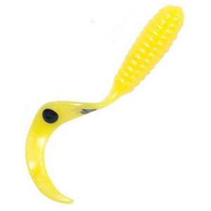 Mister Twister 2in Teenie Dotted Curly Tail Grub - Yellow/Black Dots, 20pk