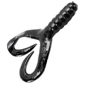 Mister Twister Double Tail Grub - Black, 2in, 6pk