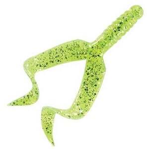 Mister Twister Double Tail Grub - Chartreuse Flake, 4in, 4pk