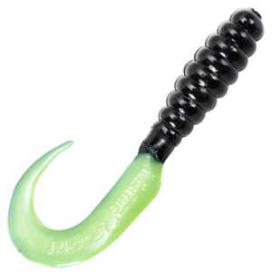 Mister Twister 3in Meeny Grub - Black/Chartreuse Pearl, 20pk