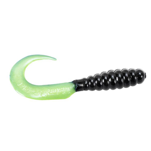 Mister Twister Meeny Bloodline Grub - Lime/Black Flake/Yellow, 3in
