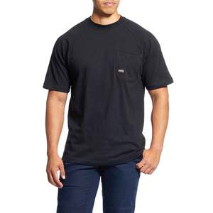 Ariat Men's Rebar Cotton Strong Short Sleeve Work Shirt - Black - M