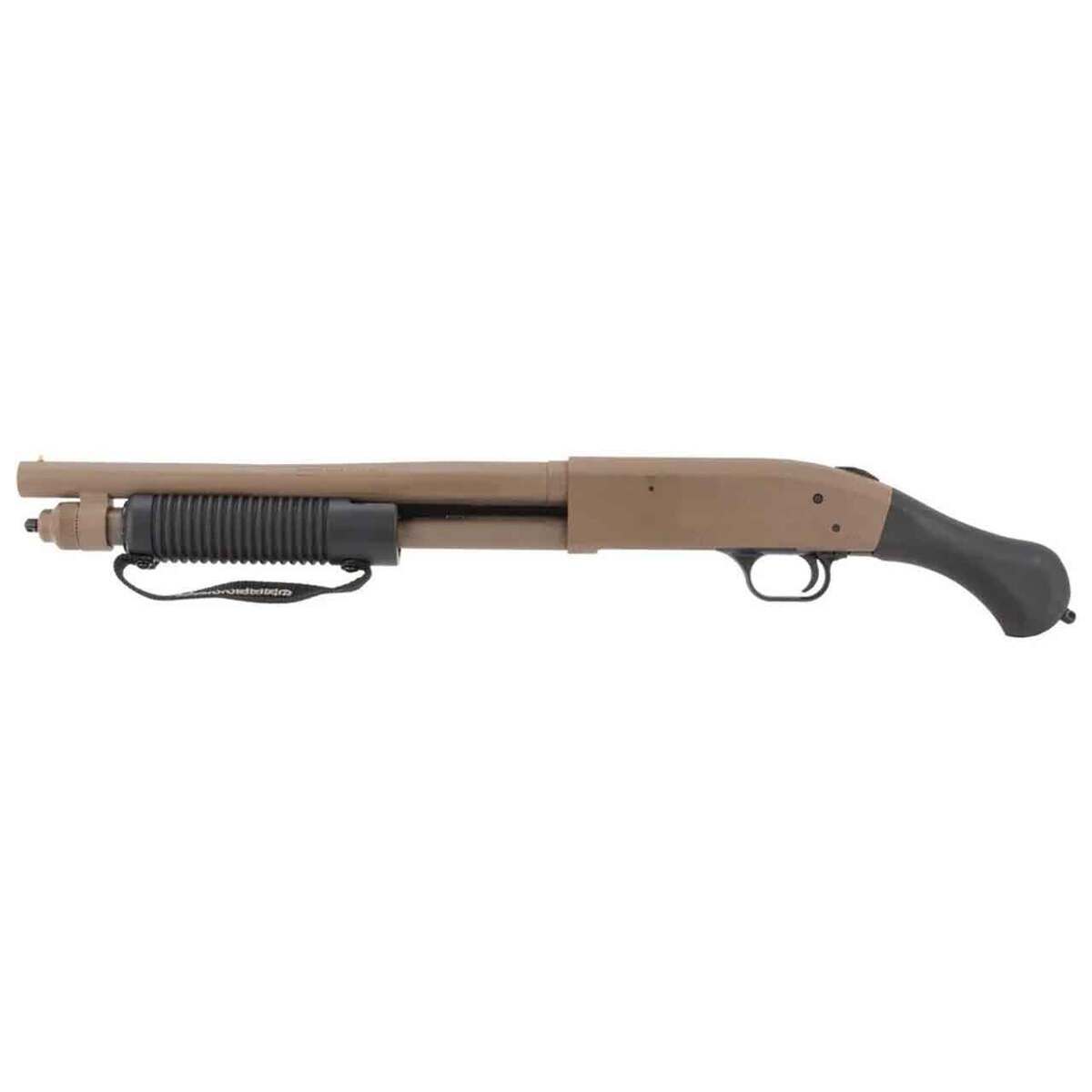 Mossberg 590 Shockwave 12 Gauge 3in FDE Cerakote Pump Firearm - 14.38in - Flat Dark Earth Mossberg 590 Shockwave 12 Gauge 3in FDE Cerakote Pump Firearm - 14.38in - Flat Dark Earth