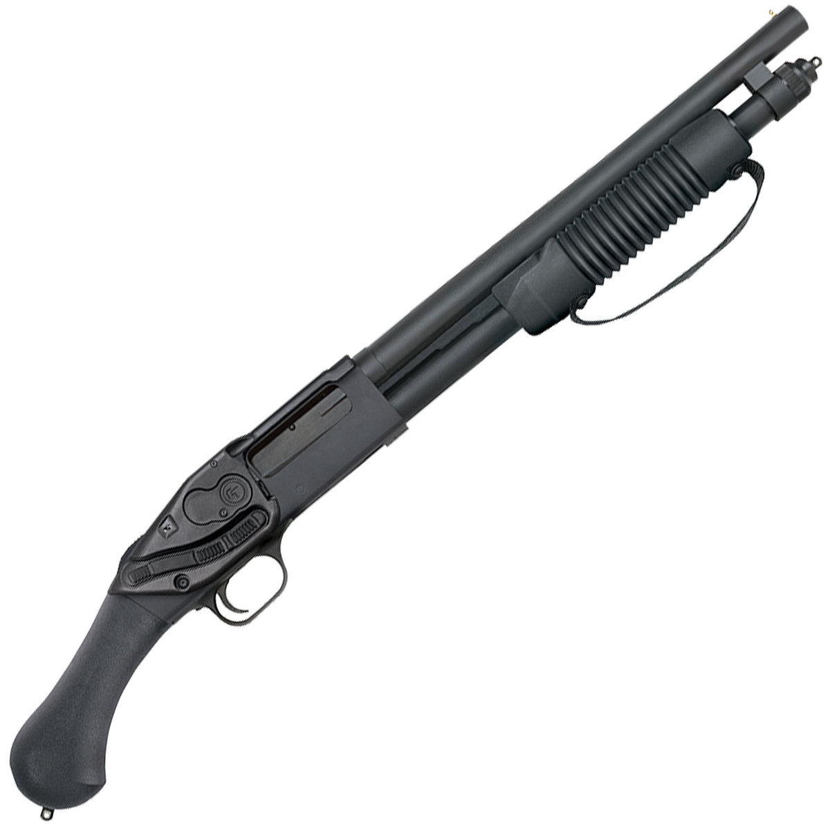 Mossberg 590 Shockwave Laser Saddle Black 20ga 3in Pump Action Firearm - 14.375in - Black Mossberg 590 Shockwave Laser Saddle Black 20ga 3in Pump Action Firearm - 14.375in - Black