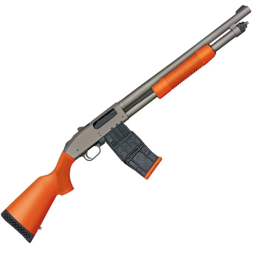 Mossberg 590M 12 Gauge Tungsten Gray Cerakote Pump Action Shotgun – 18in – Tungsten Gray Cerakote, Safety Orange