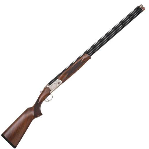 Mossberg International Gold Reserve 20 Gauge 3in Polished Silver with Scroll & Inlay Over Under Shotgun – 30in – Brown