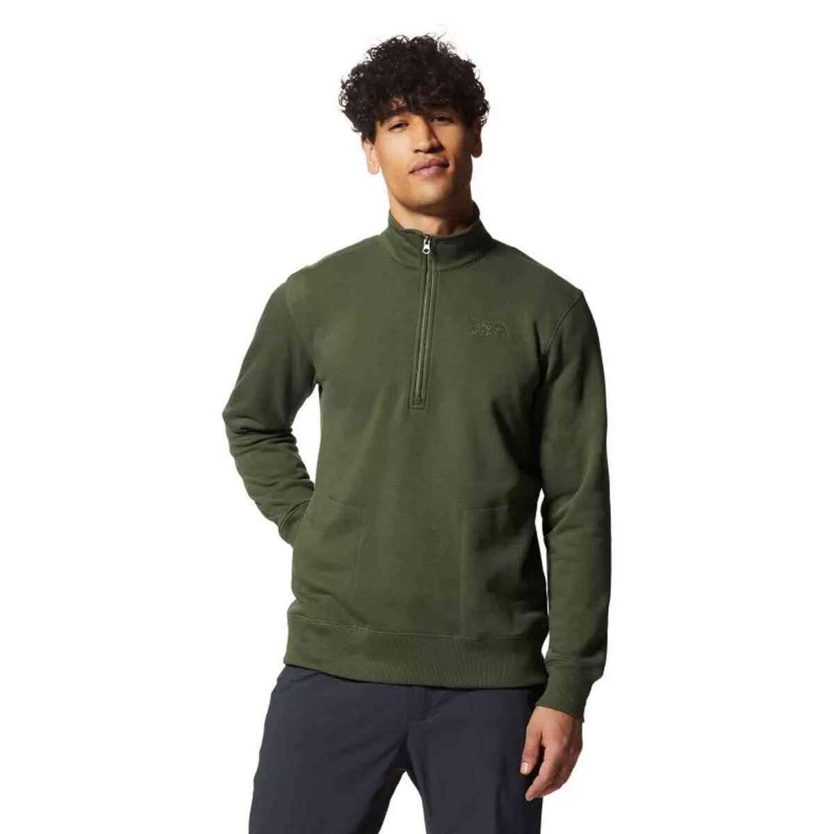 Mountain Hardwear Men's Logo Quarter Zip Sweatshirt - Surplus Green - M ...