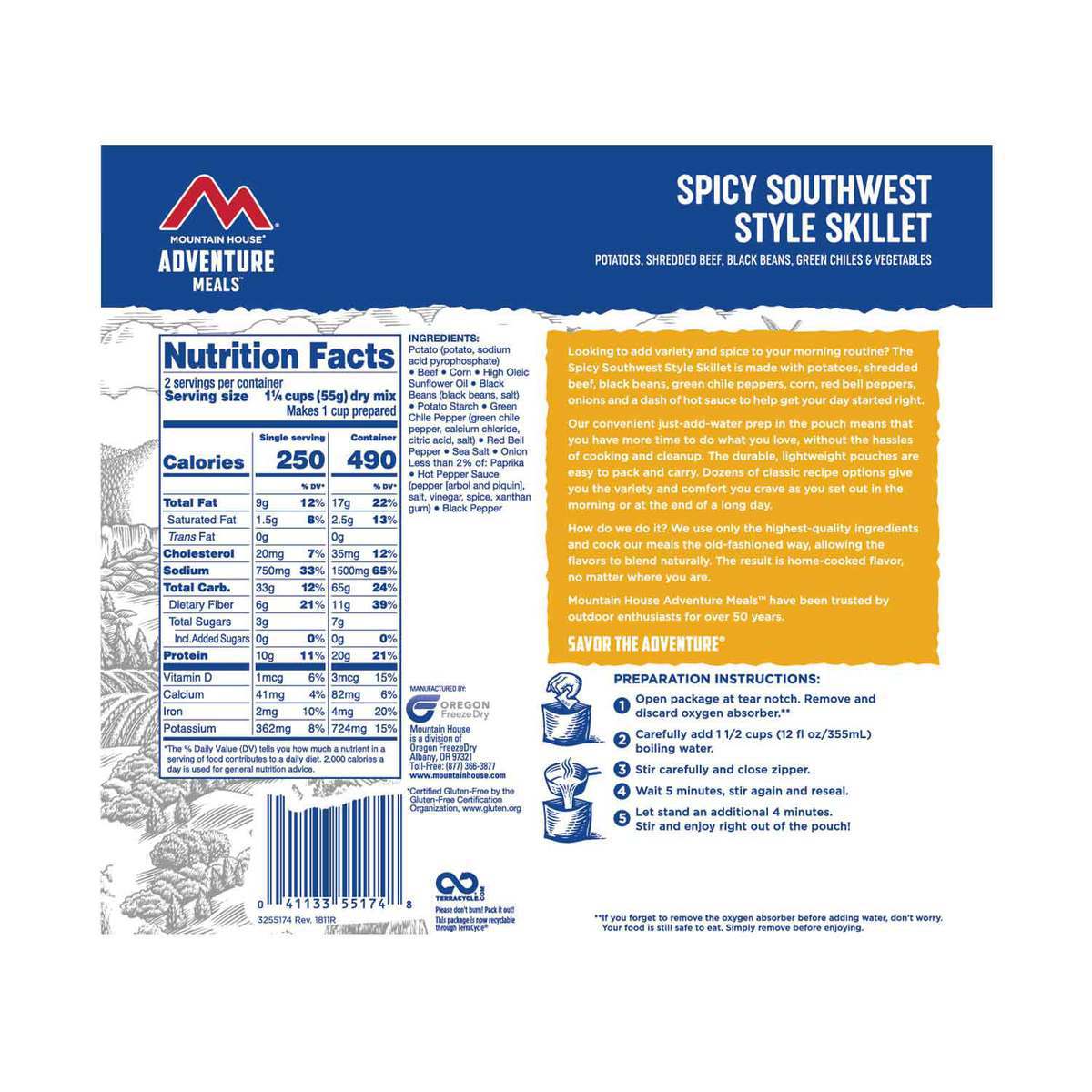Mountain House Spicy Southwest Breakfast Hash - 2 Servings Mountain House Spicy Southwest Breakfast Hash - 2 Servings