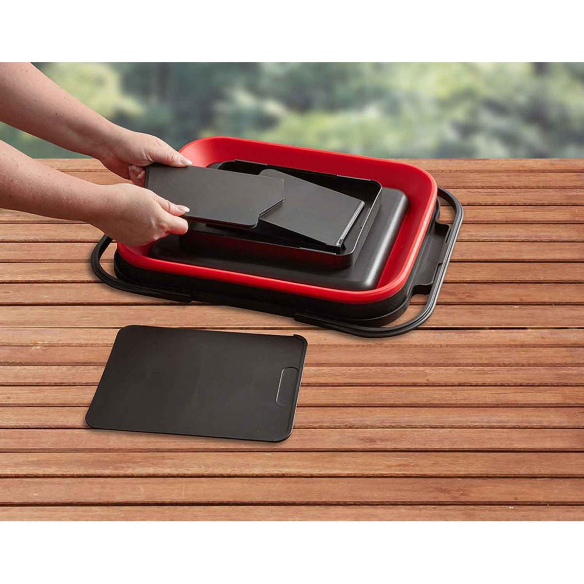 Mr Bar-B-Q Collapsible Caddy - Black/Red Mr Bar-B-Q Collapsible Caddy - Black/Red