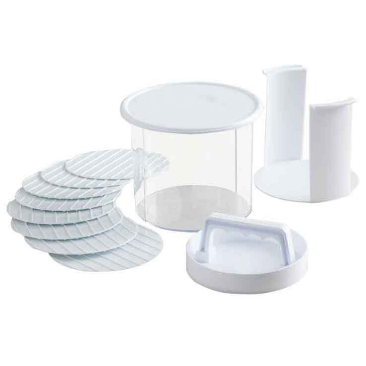 12 piece multi layer burger press and patty storage system