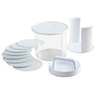 Burger press storage container quick release insert lid and separator discs