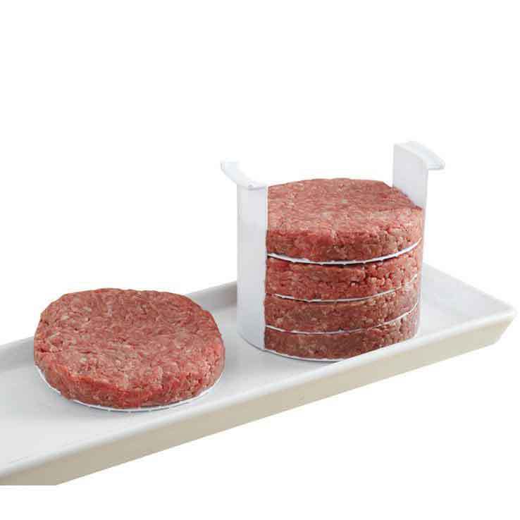 Burger patties released from multi layer burger storage system