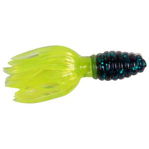 Mr Crappie Crappie Thunder Panfish Bait - Junebug/Chartreuse Glitter Tail, 1-3/4in