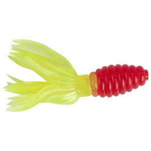Mr Crappie Crappie Thunder Panfish Bait - Red/Chartreuse/Silver Glitter Tail, 1-3/4in